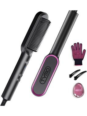 Hair Straightener Brush Comb for Women - 5 Heat Settings, Fast Heating, Dual